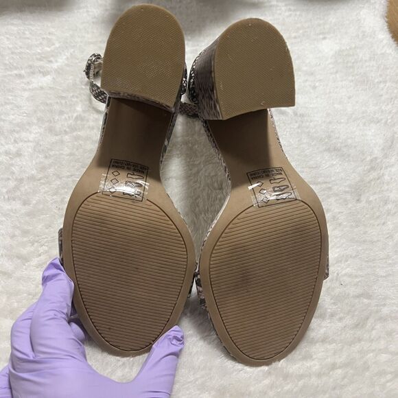 Qupid Snake Embossed Open Toe Chunky Block Heel Sandals Size US 9 UK 7 EU 40 - Picture 6 of 9